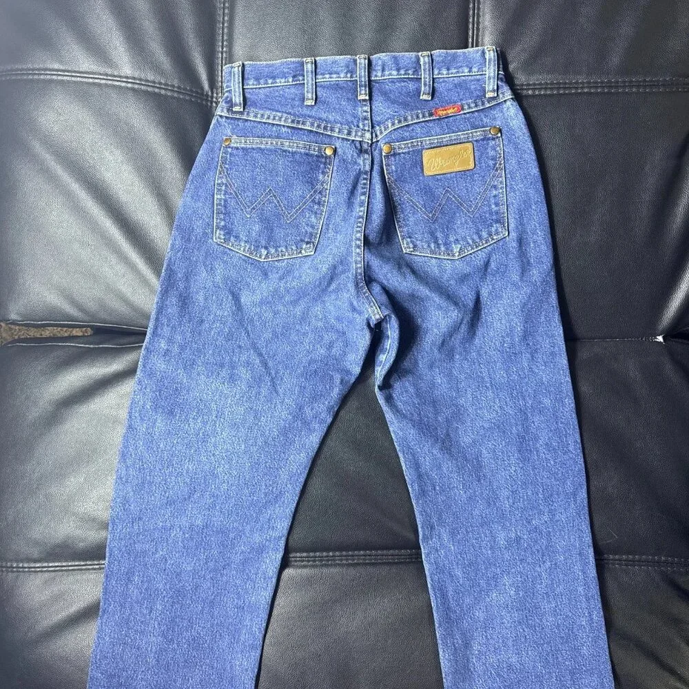 Wrangler Men's Straight Jeans Medium‎ Wash Blue Denim Slash Pocket Classic 9x36